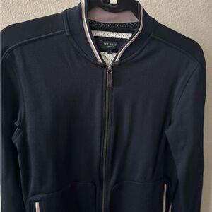 Ted Baker Men's Dark Blue Zip-Up Sweater